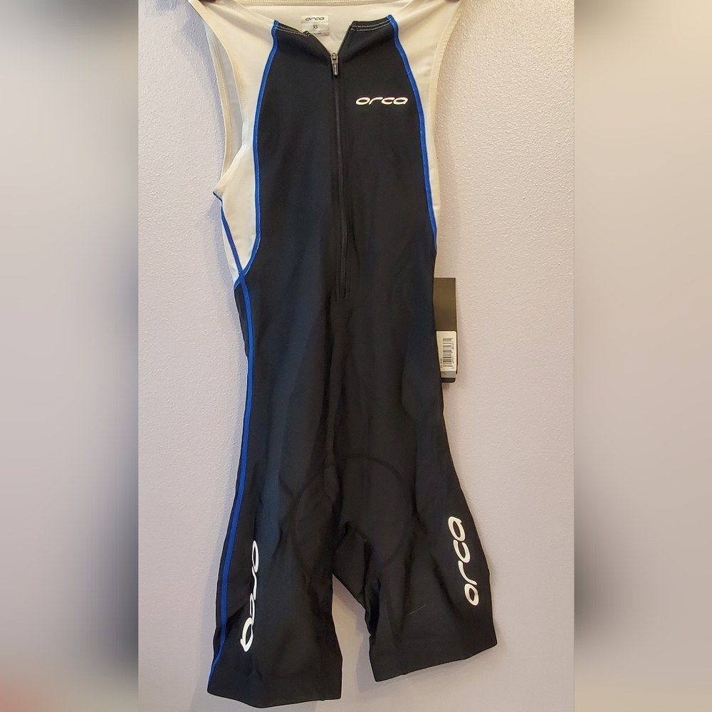 NWT Orca Equip Triathlon Race Suit One - Black, White & Blue Size XS Mens/Unisex